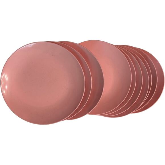 Set of 10 Pink Vintage Melamine 7.5” Plates - Picture 1 of 3